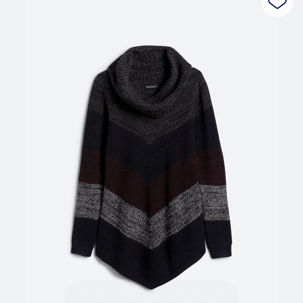 Katalin Chevron Colorblock Cowl Neck Pullover